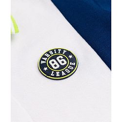 Babyhug Cotton Knit Polo T-Shirt With 3D Badge - Multicolor