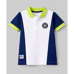 Babyhug Cotton Knit Polo T-Shirt With 3D Badge - Multicolor