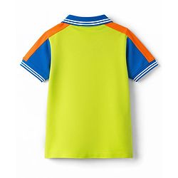 Babyhug Cotton Knit Striped Polo T-Shirt With Text Print - Multicolor
