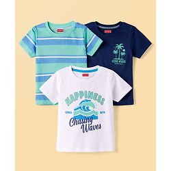 Babyhug Cotton Knit T-Shirts Half Sleeves with Graphics Multi Color 6-9 Months Pack of 3