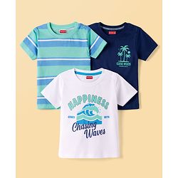 Babyhug Cotton Knit T-Shirts Half Sleeves with Graphics Multi Color 6-9 Months Pack of 3