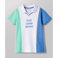 Babyhug Cotton Knit T-Shirt Half Sleeves Polo Neck with Graphic Print Multi Color 6-9 Months