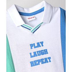 Babyhug Cotton Knit T-Shirt Half Sleeves Polo Neck with Graphic Print Multi Color 6-9 Months