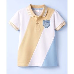 Babyhug Cotton Knit Polo T-Shirt with Badge Detailing Multi Color 6-9 Months