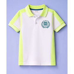 Babyhug Cotton Knit Half Sleeves Polo T-Shirt with HD Print - Multicolor
