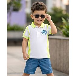 Babyhug Cotton Knit Half Sleeves Polo T-Shirt with HD Print - Multicolor