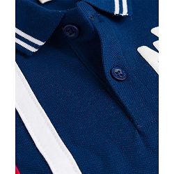 Babyhug Cotton Knit Polo T-Shirt With Text Print - Multicolor