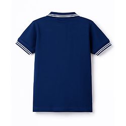 Babyhug Cotton Knit Polo T-Shirt With Text Print - Multicolor