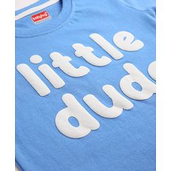 Kookie Kids Single Jersey Knit Half Sleeves T-Shirt & Shorts Set with Little Dude Print - Blue