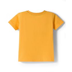 Babyhug Slub Jersey Knit Half Sleeves T-Shirt & Shorts Set with Text Print - Yellow & Olive Green