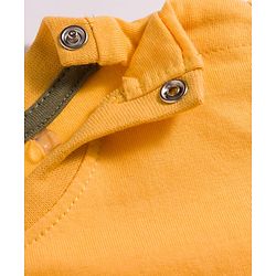 Babyhug Slub Jersey Knit Half Sleeves T-Shirt & Shorts Set with Text Print - Yellow & Olive Green