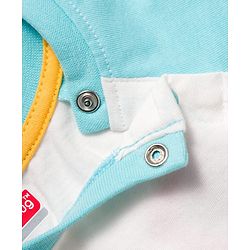 Babyhug Single Jersey Knit Half Raglan Sleeves T-Shirt & Shorts Set with Play Time Print - Aqua Blue