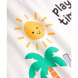 Babyhug Single Jersey Knit Half Raglan Sleeves T-Shirt & Shorts Set with Play Time Print - Aqua Blue