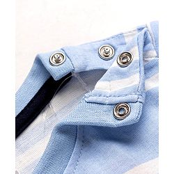 Babyhug 100% Cotton Single Jersey Knit Half Sleeves Striped T-Shirt & Shorts Set With Animal Print - Blue