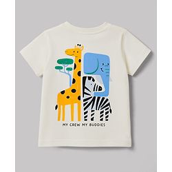 Babyhug Single Jersey Knit Half Sleeves T-Shirt & Shorts Set With Front & Back Animal Print - Multicolor