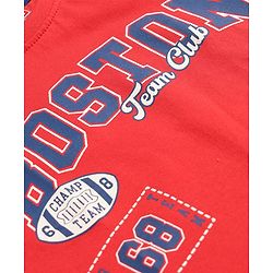 Kookie Kids Single Jersey Knit Half Sleeves T-Shirt & Shorts Set with Boston Print - Navy Blue