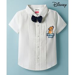 Babyhug Disney Cotton Woven Shirt Half Sleeves Pleated with Lion King Graphics White 9-12 Months