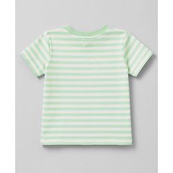 Kookie Kids 100% Cotton Interlock Knit Half Sleeves Striped T-Shirt & Shorts Set With Animal Print - Multicolor
