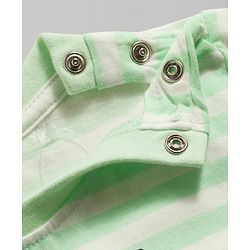 Kookie Kids 100% Cotton Interlock Knit Half Sleeves Striped T-Shirt & Shorts Set With Animal Print - Multicolor