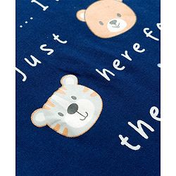 Babyhug Slub Jersey Knit Half Sleeves Animal Printed T-Shirt & Shorts Set - Navy Blue