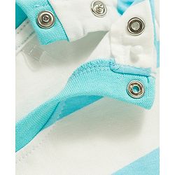 Babyhug 100% Cotton Single Jersey Knit Half Sleeves Striped T-Shirt & Shorts Set With Animal Print - Aqua Blue