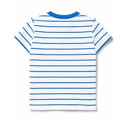 Kookie Kids 100% Cotton Single Jersey Knit Half Sleeves Striped T-Shirt & Shorts With JCB Print - Blue
