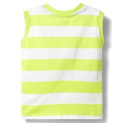 Babyhug Single Jersey Knit Sleeveless Striped Dino Printed Tank T-Shirt & Shorts Set - Multicolor