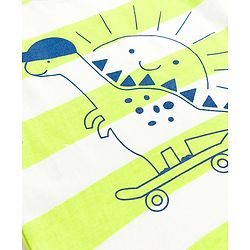 Babyhug Single Jersey Knit Sleeveless Striped Dino Printed Tank T-Shirt & Shorts Set - Multicolor