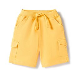 Kookie Kids Single Jersey Knit Sleeveless Striped T-Shirt & Shorts Set - Yellow & Navy Blue