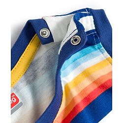 Kookie Kids Single Jersey Knit Sleeveless Striped T-Shirt & Shorts Set - Yellow & Navy Blue