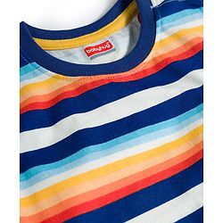 Kookie Kids Single Jersey Knit Sleeveless Striped T-Shirt & Shorts Set - Yellow & Navy Blue