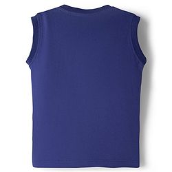 Babyhug Knit Sleeveless Tank T-Shirt & Shorts Set with Chameleon - Navy Blue & Green