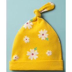 Babyhug 100% Cotton Knit Caps with Floral & Polka Dot Print Pack of 2 Multicolor - Diameter 21 cm