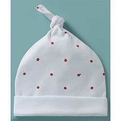 Babyhug 100% Cotton Knit Caps with Floral & Polka Dot Print Pack of 2 Multicolor - Diameter 21 cm