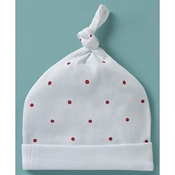 Babyhug 100% Cotton Knit Caps with Floral & Polka Dot Print Pack of 2 Multicolor - Diameter 21 cm