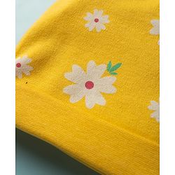 Babyhug 100% Cotton Knit Caps with Floral & Polka Dot Print Pack of 2 Multicolor - Diameter 21 cm