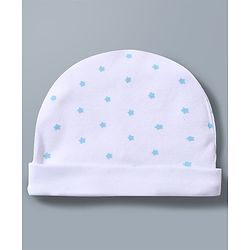 Babyhug 100% Cotton Knit Star & Vehicles Printed Caps Pack Of 2 - Diameter 9 cm