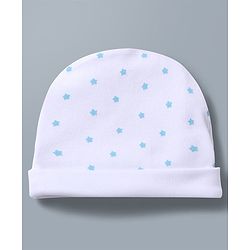 Babyhug 100% Cotton Knit Star & Vehicles Printed Caps Pack Of 2 - Diameter 9 cm