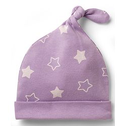 Babyhug 100% Cotton Knit Caps with Star Print Pack of 2 Multicolor - Diameter 9.5 cm
