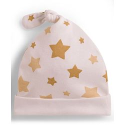 Babyhug 100% Cotton Knit Caps with Star Print Pack of 2 Multicolor - Diameter 9.5 cm