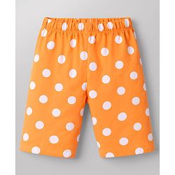 Babyhug Cotton Knit Half  Sleeves T-Shirt & Capri Night-Suit With Text & Polka Dots - White & Yellow