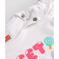 Babyhug Cotton Knit Half  Sleeves T-Shirt & Capri Night-Suit With Text & Polka Dots - White & Yellow