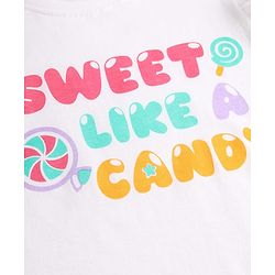 Babyhug Cotton Knit Half  Sleeves T-Shirt & Capri Night-Suit With Text & Polka Dots - White & Yellow