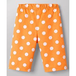 Babyhug Cotton Knit Half  Sleeves T-Shirt & Capri Night-Suit With Text & Polka Dots - White & Yellow