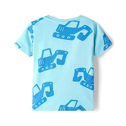 Babyhug Cotton Knit Half  Sleeves T-Shirt & Shorts Co-ord Night Suit With Vehicle Print - Blue