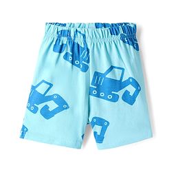 Babyhug Cotton Knit Half  Sleeves T-Shirt & Shorts Co-ord Night Suit With Vehicle Print - Blue