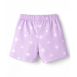 Babyhug Cotton Knit Half  Sleeves T-Shirt & Shorts Night Suit With Unicorn & Star Print - Pink