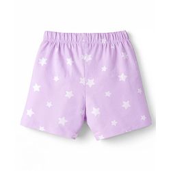 Babyhug Cotton Knit Half  Sleeves T-Shirt & Shorts Night Suit With Unicorn & Star Print - Pink