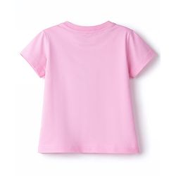 Babyhug Cotton Knit Half  Sleeves T-Shirt & Shorts Night-Suit With Bunny & Heart Print - Pink & Blue