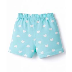 Babyhug Cotton Knit Half  Sleeves T-Shirt & Shorts Night-Suit With Bunny & Heart Print - Pink & Blue